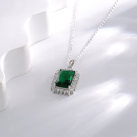 Collier pendentif pour femme en argent sterling S925, nouveau modèle émeraude, chaîne de clavicule haut de gamme, style européen et américain
