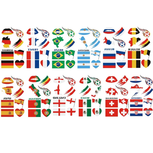 Индивидуальная дешевая тату-наклейка на лицо и тело 32 Футбольных Команды страны Кубка мира 2022