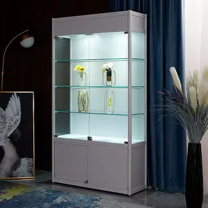 living room glass showcase design with lockable door