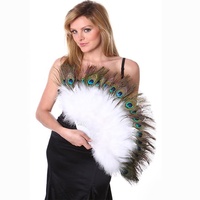 Éventail à main pliant en plumes de paon pour femmes Costume Show Tea Party Accessoire Holiday Dance Bridal Wedding Decor Vente en gros