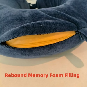 Hải quân màu xanh chuyến bay gối đính kèm Snap Dây đeo mềm có thể giặt Bìa Bộ nhớ bọt cho đầu cổ hỗ trợ cho máy bay ngủ - Product Image 2