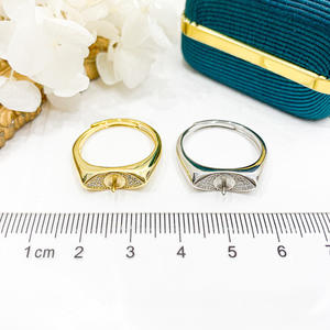 Soporte para Anillos de Plata S925 con Cuentas Redondas de 8-10 mm, Accesorios de Perlas para DIY, Soporte para Joyería de Moda, Espaciadores de 25 mm, Accesorio 10379 - Product Image 2