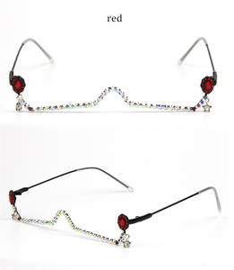 <span class=keywords><strong>Lunettes</strong></span> demi-cerclées style mode avec strass en forme de goutte d'eau et monture à strass, sans <span class=keywords><strong>verres</strong></span> - Product Image 6