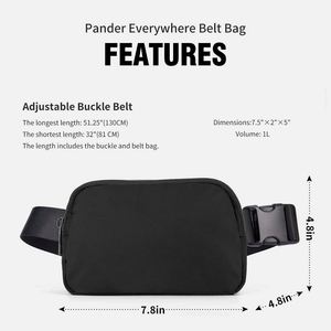 Mini sac banane noir étanche avec sangle réglable pour le voyage, la course, la randonnée et le cyclisme - Product Image 3