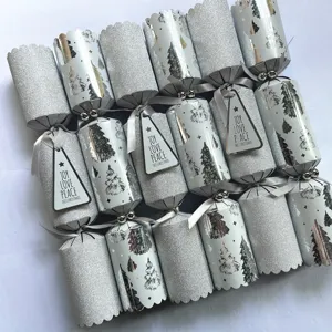 12Inch Glitter Luxe Zilverkleurige Geschenken Crackers Feestdecoraties Lege Kerstcracker