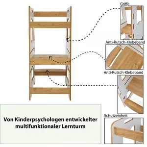 Torre di apprendimento per bambini regolabile ispirata ai Montessori, regolabile in altezza a 3 livelli, psicologo infantile progettato per 2-6yrs - Product Image 2