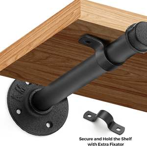 סגנון רטרו מותאם אישית תמיכה צינור מתכת תעשייתי מדפים הרכבה מדפים צפים יצוק קיר צינור ברזל - Product Image 3