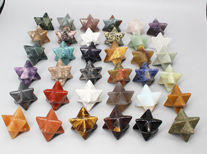 20mm Cristal Naturel Merkaba <span class=keywords><strong>Protection</strong></span> Sculpture Rose Quartz Étoile Pendentifs Charmes Méditation Énergie pour DIY Fabrication de Bijoux - Product Image 2