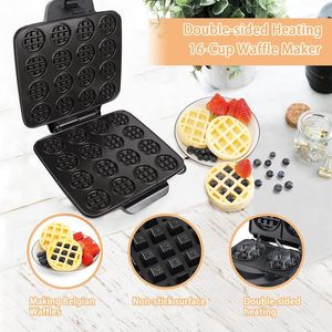 Gaufrier électrique 16 tasses, mini, double face chauffante, surface antiadhésive pour gaufres belges, petit-déjeuner et collations (usage domestique) - Product Image 4