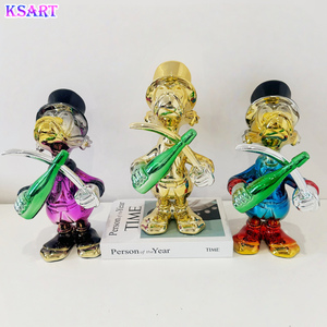 Sculpture Moderne Minimaliste de Luxe Créative en Résine de Fibre de Verre Électroplaquée Donald Duck Peinte à la Main Taille Personnalisée pour Salon et Maison - Product Image 6