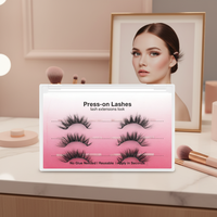 Faux cils pré-encollés en gros, demi-cils sans colle, emballage personnalisé, cils à presser, fournitures de cils naturels en bande