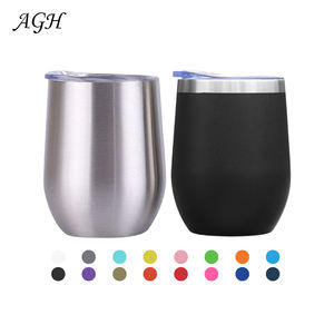 Commercio all'ingrosso personalizzato 12 Oz sottovuoto isolato tazza di caffè Logo personalizzato a doppia parete Ombre in acciaio inossidabile bicchiere di vino con coperchio - Product Image 1