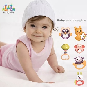 Ensemble de 6 hochets et anneaux de dentition musicaux en silicone pour bébé, jouet doux en forme d'animal mignon, sans BPA, anneaux à mâcher pour les dents de bébé - Product Image 3