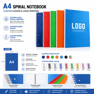 Quaderno <span class=keywords><strong>a</strong></span> Spirale <span class=keywords><strong>A4</strong></span> Personalizzabile per Forniture da Ufficio e Scuola, Blocco Note per Scrittura con Carta <span class=keywords><strong>a</strong></span> <span class=keywords><strong>Righe</strong></span> e <span class=keywords><strong>a</strong></span> Quadretti, Stampa Logo Personalizzato, Ingrosso OEM - Product Image 1