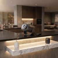 Mini projecteur intelligent avec support, prise en charge native 1080P, décodage, connexion sans fil WiFi BT, portable pour la maison, l'extérieur et le camping