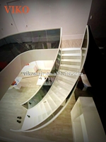 Escalier en colimaçon en acier au carbone gris européen VIKO, escalier en arc, escalier courbé