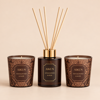 Aikun – Ensemble diffuseur de parfum et bougie en verre rond de 100 ml avec logo, boîte fenêtrée, parfum personnalisé longue durée, faible MOQ, réponse rapide pour les marques