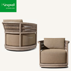Juego de muebles de teca para exteriores, muebles de <span class=keywords><strong>exterior</strong></span>, jardín, juego de sofás giratorios de 1 plaza, muebles de ocio de lujo para exteriores, <span class=keywords><strong>madera</strong></span> moderna - Product Image 3