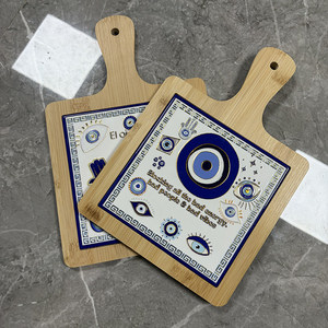 Salvamanteles de Cerámica con Ojo <span class=keywords><strong>Turco</strong></span> en Relieve y Asa de Bambú, Resistente al Calor, para Decoración del Hogar - Product Image 5