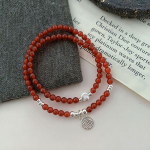 Bracelet en argent Sterling S925 avec perles d'agate rouge, breloque porte-bonheur pour femmes, bijoux porte-bonheur de Style chinois, cadeau - Product Image 2