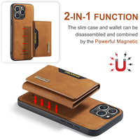 2in1 Étui magnétique en cuir séparable pour iPhone 16 Pro Max 15 Plus 14 13 11 Samsung S24 FE S25 Ultra A16