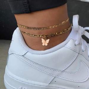 निविड़ अंधकार <span class=keywords><strong>14k</strong></span> सोना मढ़वाया डबल परतों फिगारो चेन महिलाओं के लिए क्यूबा तितली आकर्षण स्तरित गुलाबी एक्रिलिक तितली पायल - Product Image 2