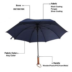 Custom Logo Promotional Cheap Wholesale Coloured Automatic Straight Branded <b>WindProof</b> Golf <b>Umbrellas</b> Printing - Product Image 2