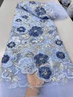 Nouvelle dentelle de luxe 3D à motif floral, perlée et brodée de paillettes, tissu en dentelle à perles pour robe de soirée femme