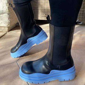 Automne printemps nouvelles femmes bottines en cuir PU femme <span class=keywords><strong>chaussures</strong></span> de mode Chelsea botte femme plate-forme concepteur sans lacet botte courte - Product Image 1
