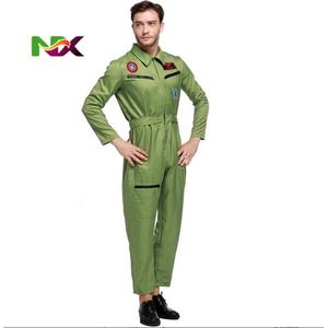 Costume d'<span class=keywords><strong>Halloween</strong></span> rétro <span class=keywords><strong>Top</strong></span> <span class=keywords><strong>Gun</strong></span> Maverick Flight Dress pour adulte, uniforme de pilote américain vert, groupe d'enfants - Product Image 2