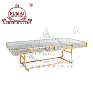 Golden Metal Frame Tempered Glass Top Dining <b>Table</b> Modern Contemporary Hotel Furniture - Product Image 4