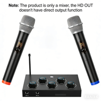 Dubbele UHF Dynamische Draadloze Microfoonmixer Ontvanger met Metalen Behuizing USB Type C Karaoke Tone Reverb Systeem voor TV Soundbar