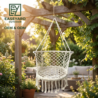 Chaise suspendue en hamac, chaise en macramé en corde de coton pour l'extérieur et l'intérieur, capacité de charge maximale de 160 kg