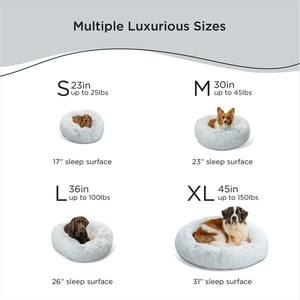 เตียงทรงโดนัทขนปุยขนาดกลางสีเทาถอดออกได้และซักได้ลายแมวถ้ำแมวเตียง - Product Image 4