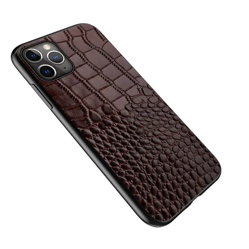 Boshiho luxury mobile phone accessories crocodile skin pattern Genuine leather phone case for iPhone 14 pro max 13 12 pro max