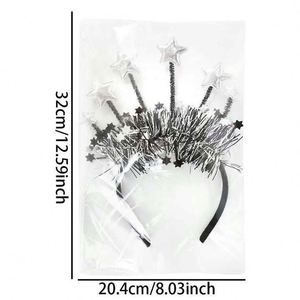 2025 Eve Party Favors Gold and Silver Hairband Glitter Tinsel <b>Sequins</b> Star Happy New Year <b>Headband</b> - Product Image 4