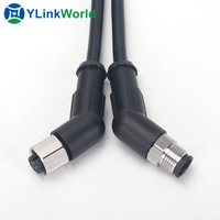 2Pin 3Pin 4Pin 5Pin 6Pin 8Pin 12Pin 17Pin M12 Connecteur à angle de 45 degrés Câble mâle femelle Connecteurs de fil étanches Ip67