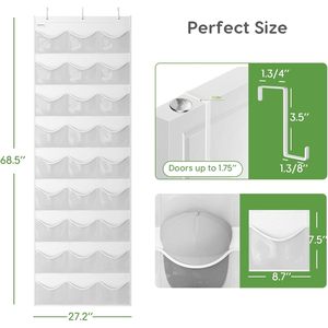 Hat Organizer 27 Pockets Over The Door Clear Pockets For Baseball Caps Storage Hanging Closet Organizer - Product Image 2