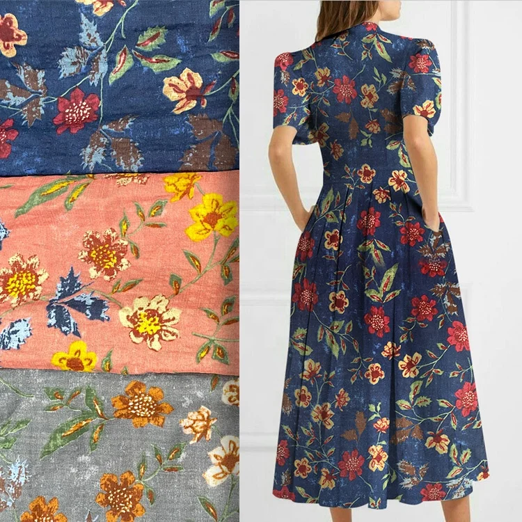 Custom Pure Cotton Dress Fabric 70% Cotton Viscose Blends 30% Rayon Fabric for Women