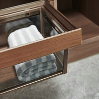 Organisateur de placard et accessoires de garde-robe : Paniers de rangement à fermeture amortie pour tiroirs, avec système de tirage mural en verre, détachable, à double amortisseur