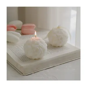 Unique Nordic Luxury Fragrance Desert Rose Flower Ball Scented Soy Wax Candles Wedding Favors