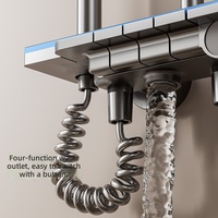 Mitigeur de douche mural thermostatique en laiton poli et céramique, design moderne, avec barre de douche coulissante et jet pluie, pour hôtel