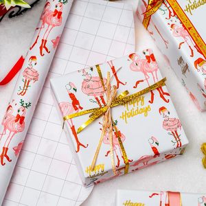 Papier cadeau pour la Saint-Valentin, les mariages et les fêtes, avec motif flamant rose et bords coupés, personnalisable - Product Image 2