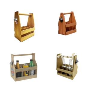 Barquette à <span class=keywords><strong>bière</strong></span> en bois pour 6 bouteilles, porte-bouteilles en bambou avec poignée en bois pour Russie Krusovice <span class=keywords><strong>Warsteiner</strong></span> - Product Image 1