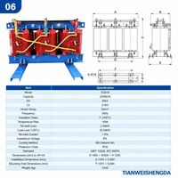 Transformateur de distribution d'énergie triphasé à isolation sèche en cuivre bobiné 35 kV 2500 kVA SCB10 Dyn11 Yyn0 480 V 50/60 Hz CE ISO