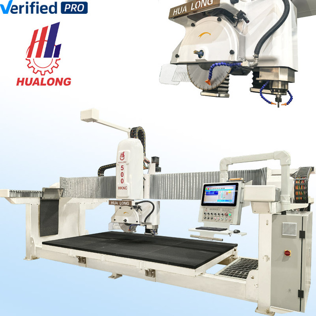 Hualong Machinery HKNC-500 Italian CNC Multifunction 5 Axis Marble Quartz Stone Cutting Machine for Kitchen Countertop Headstone