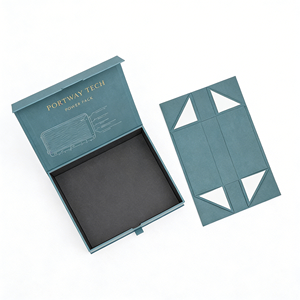 Boîte magnétique rigide pliable en matériaux recyclés de qualité supérieure avec laminage brillant pour l'emballage d'accessoires électroniques 3C, clavier, souris - Product Image 3