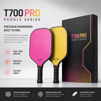 Raquette de pickleball en fibre de carbone brute Lingjun T700 PRO, bord allongé de 16 mm, norme USAPA, raquette professionnelle, logo personnalisé OEM ODM
