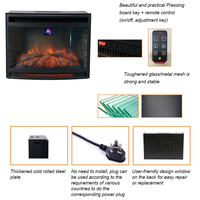 Chauffe-cheminée électrique domestique avec support TV, panneau de commande latéral en verre incurvé simple, cheminée électrique pour le salon