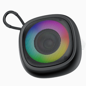 Enceinte Bluetooth portable, boîtier en plastique rouge, lumière LED RGB, audio large bande, batterie rechargeable sans fil, utilisation en extérieur - Product Image 4